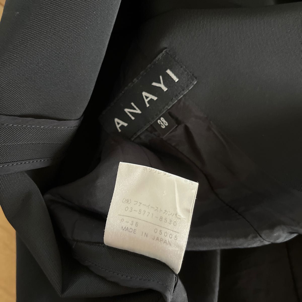ANAYI アナイ　テーラードジャケット　38 9号　M 上着　羽織り　アウター　ブランド　人気　素敵　オフィス　スーツ　春　秋