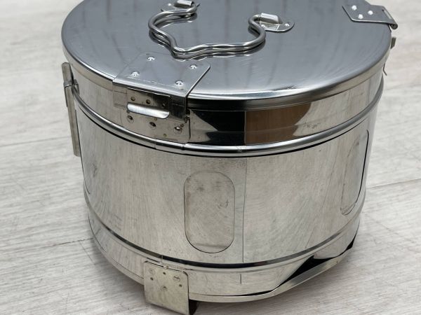 ガーゼ缶 丸型カスト ケッテル缶 滅菌コンテナ スライド式 ステンレス 容器 煮沸 消毒 殺菌 衛生 病院 医療器具 即日配送の画像8