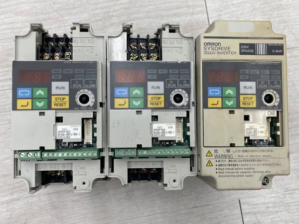 OMRON SYSDRIVE 簡易小型インバーター 3G3JV-A2004 0.4kW 3相 200V 3個 まとめて 電材 配電用品 速度調節 オムロン 即日配送_画像9