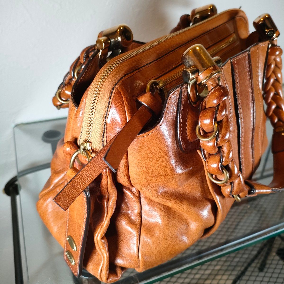 Chloe レザー ハンドバッグ エロイーズ キャメル クロエ
