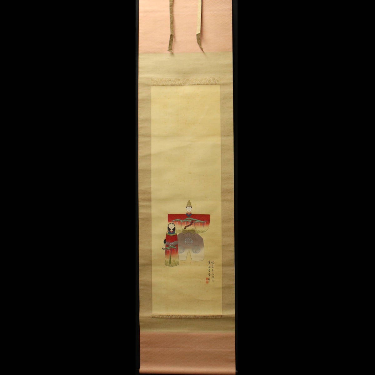 【真作】■ 木下翠雨 ■　絹本 肉筆日本画 “立雛図”　＜230619019＞