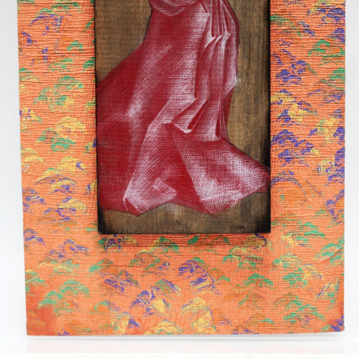 【真作】赤木範睦「訶利帝母図」洋画 エンコスティック・木板 アクリル g34_画像4