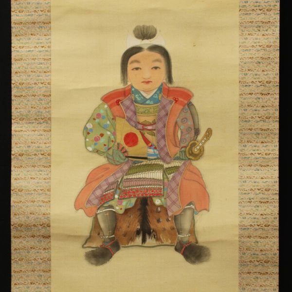 □ 玉舎春輝 □ 絹本 肉筆日本画(武者絵) “英姿” <230404023>-