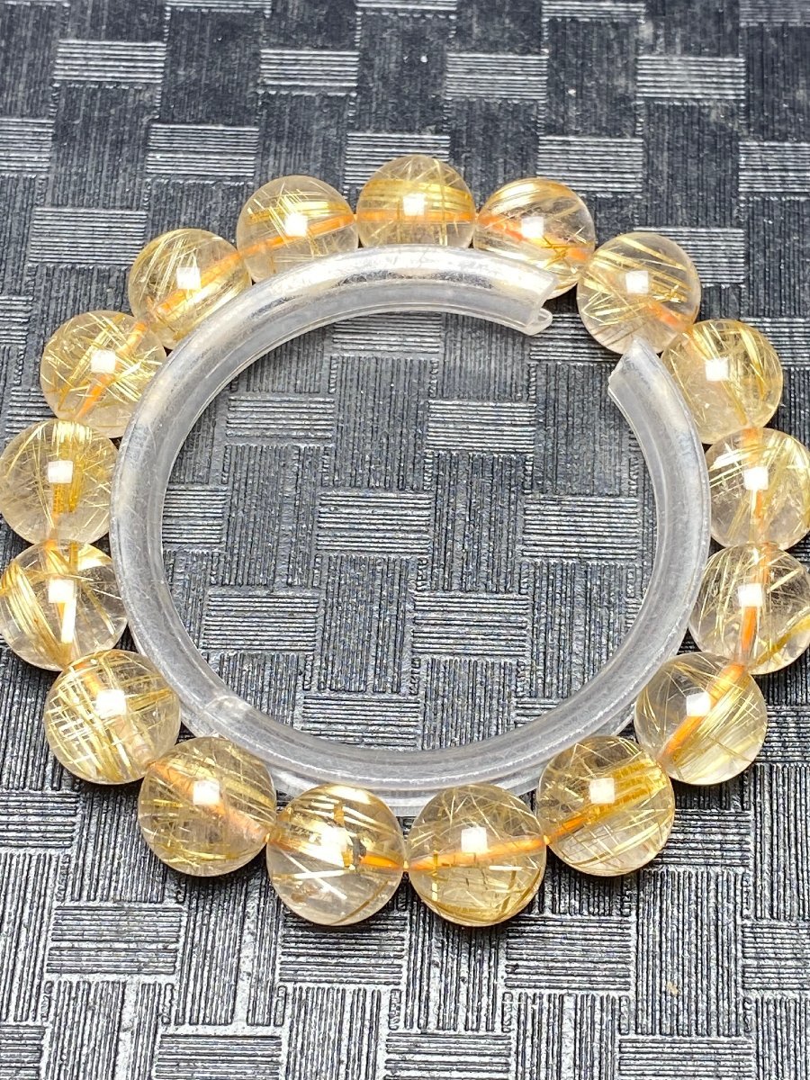 1124i543 天然美品☆【20A黄金タイチンルチル】☆ブレス 12-12.5mm