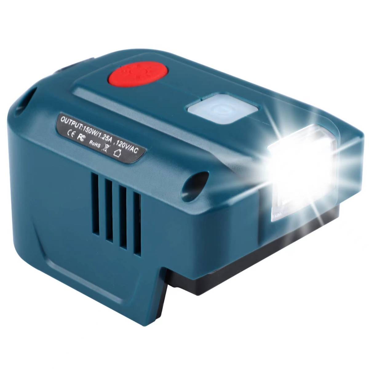 (B) マキタ makita 互換 インバーター ポータブル電源 アダプター AC電源 USB LED ライト付 18V バッテリー モバイル 非常時 100V 家庭用_画像5