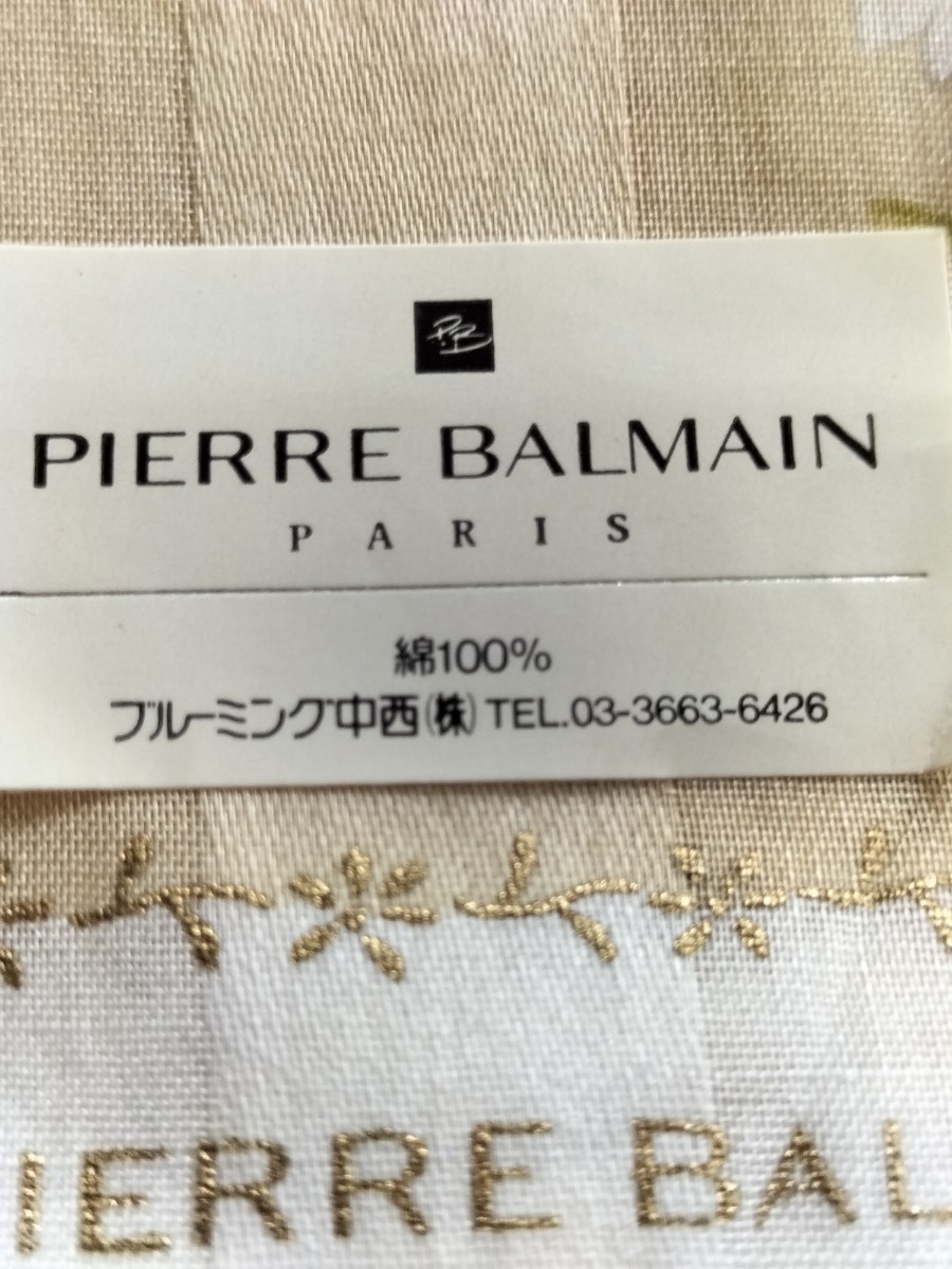 未使用品 ブランド ハンカチ2枚セット ★ブルーミンク 中西 綿100% 絹100% パリス★pierre balmain 素材 綿100%_画像4