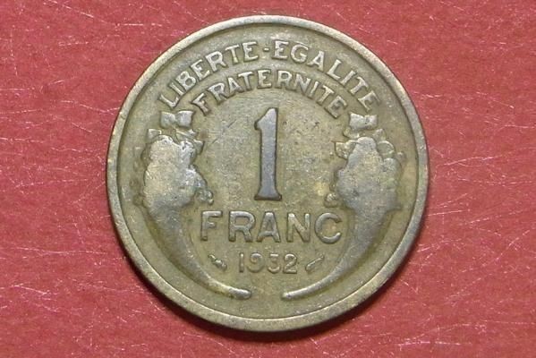 フランス　1フラン　1932年　23mm　コイン 硬貨_画像1