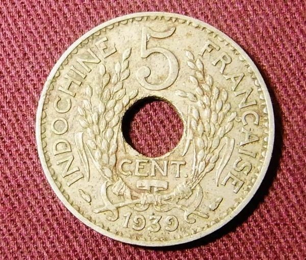 フランス領インドシナ　5セント　1939年 D　24mm　コイン 硬貨_画像2