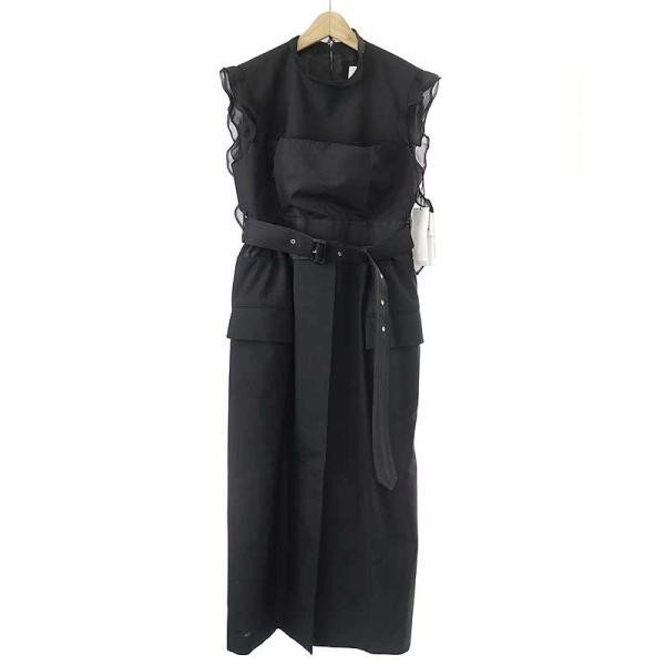 sacai サカイ 22AW Suiting Mix Dress スーチングミックスドレスワンピース ブラック サイズ:3 レディース ITRZVU8SVJIQ