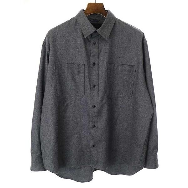 junhashimoto ジュンハシモト 22AW WOOL MELTON SHIRTS ウールメルトンシャツ グレー サイズ:3 メンズ IT6CG7KV6SRK_画像1