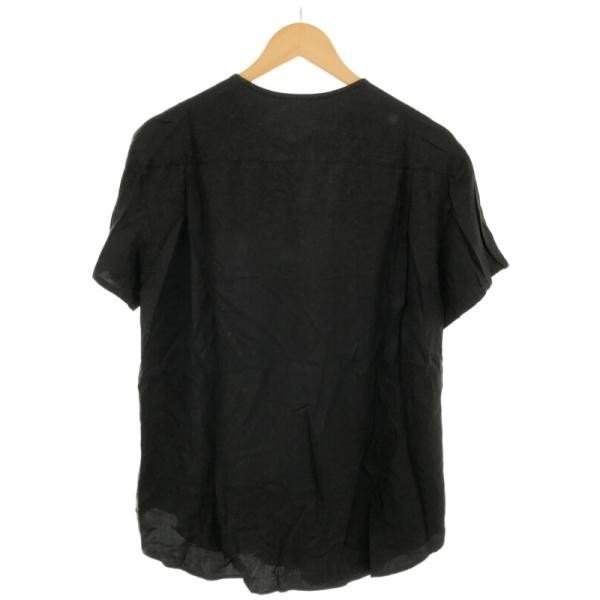 LAD MUSICIAN ラッドミュージシャン 15SS ノーカラーショートスリーブシャツ ブラック サイズ:42 メンズ IT3L5NBT5GX3の画像2