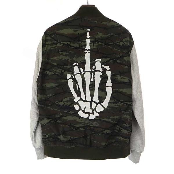 HYSTERIC GLAMOUR ヒステリックグラマー 21AW MIDDLE FINGER カモフラ切替リブブルゾン カーキ サイズ:L レディース IT6QIDIRZDPLの画像2