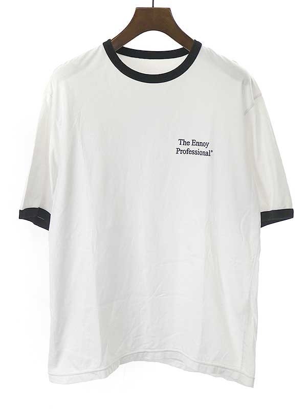 ENNOY エンノイ 20SS ロゴ刺繍リンガーTシャツ ホワイト L ITSOJ8IERFG8