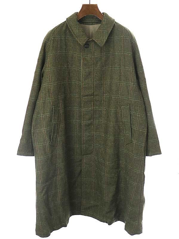 A.PRESSE ア プレッセ 22AW Tweed Balmacaan Coat ツイードバルカマーンコート グリーン 2 IT5NYOUVI4AN_画像1