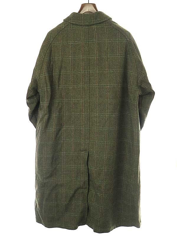 A.PRESSE ア プレッセ 22AW Tweed Balmacaan Coat ツイードバルカマーンコート グリーン 2 IT5NYOUVI4AN_画像2