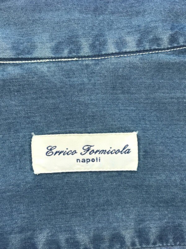 Errico Formicola エリコ フォルミコラ DRESS SPORT ボタンダウンデニムシャツ ブルー 39 IT5A2SFGQLKI_画像3
