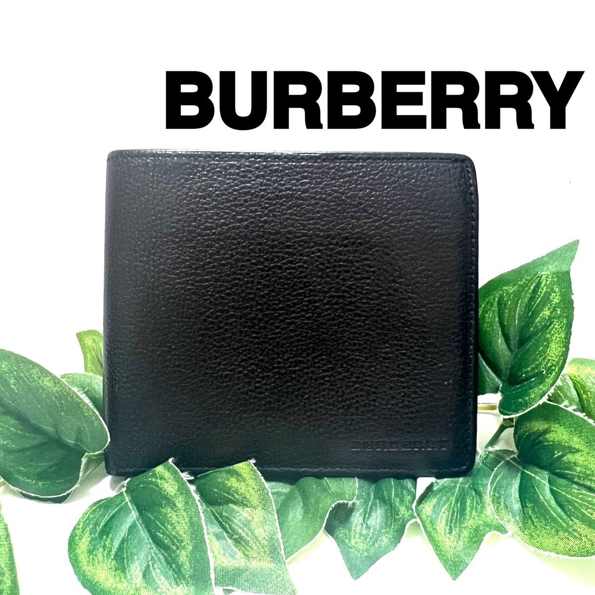 高級ブランド 【極美品】BURBERRY 折り財布 二つ折り シボ革 レザー