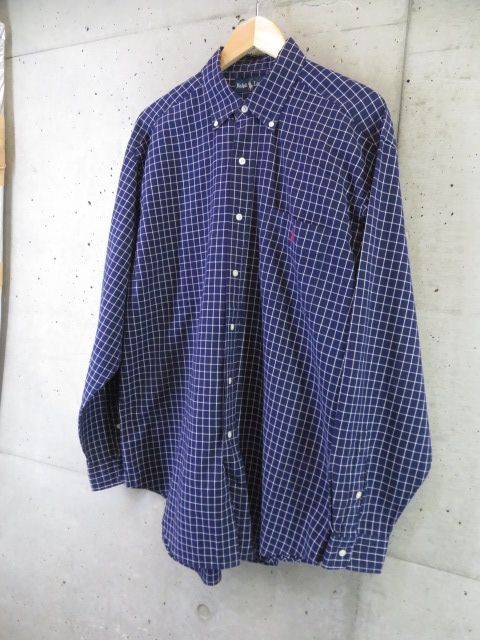 9001m1◆良品です◆Ralph Lauren ラルフローレン ボタンダウン 長袖チェックシャツ M/ジャケット/ブルゾン/トラッド/アメカジ/古着_画像4