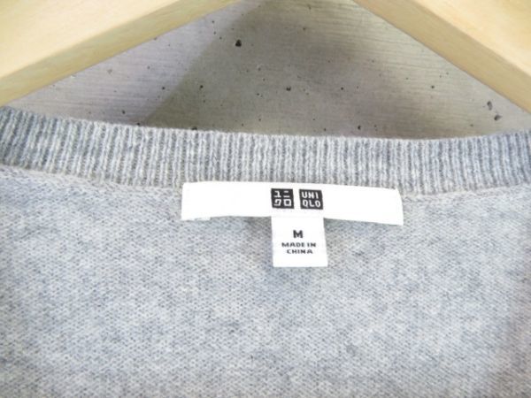 4101m10◆良品です◆カシミヤ100％◆UNIQLO ユニクロ カシミヤニットセーター M/グレー/カーディガン/ジャケット/レディース/女性/婦人_画像6