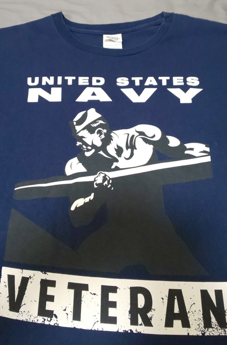 US古着 U.S.NAVY VETERAN Tシャツ サイズLの画像3
