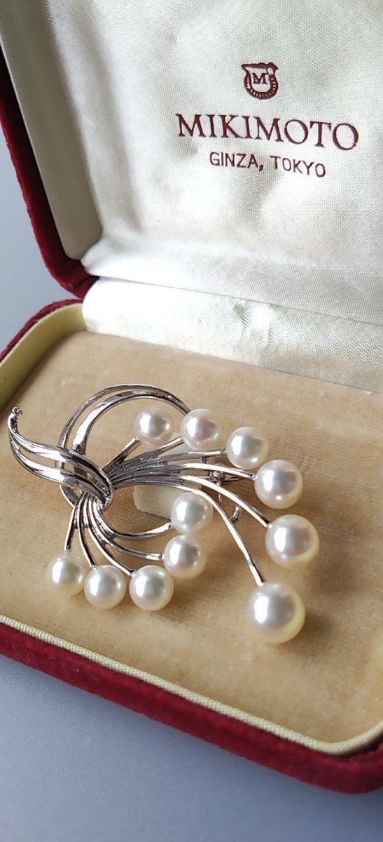 MIKIMOTO ミキモトグラデーションパールブローチ silver 本真珠-