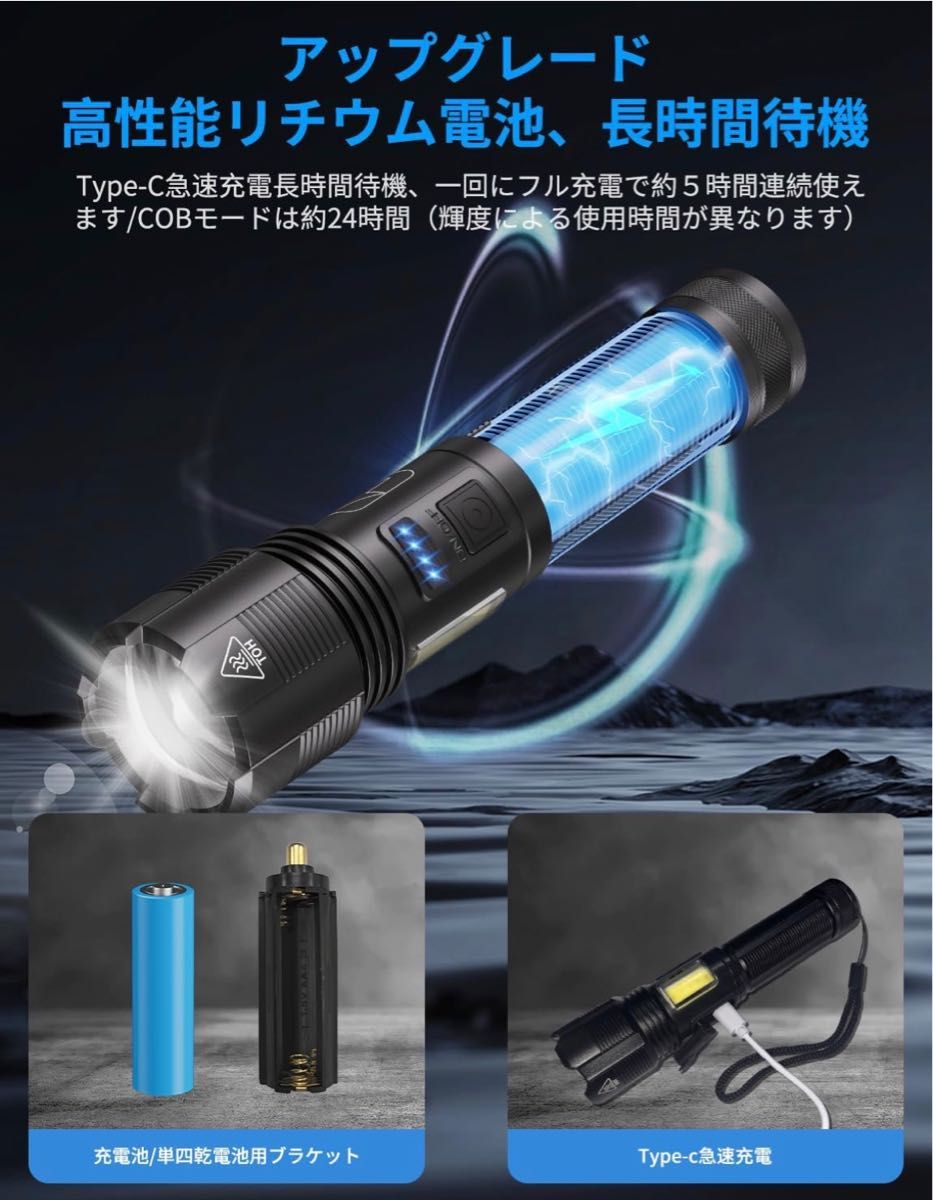 LED 懐中電灯 強力 ライト ハンディライト 防災 避難対策 防水