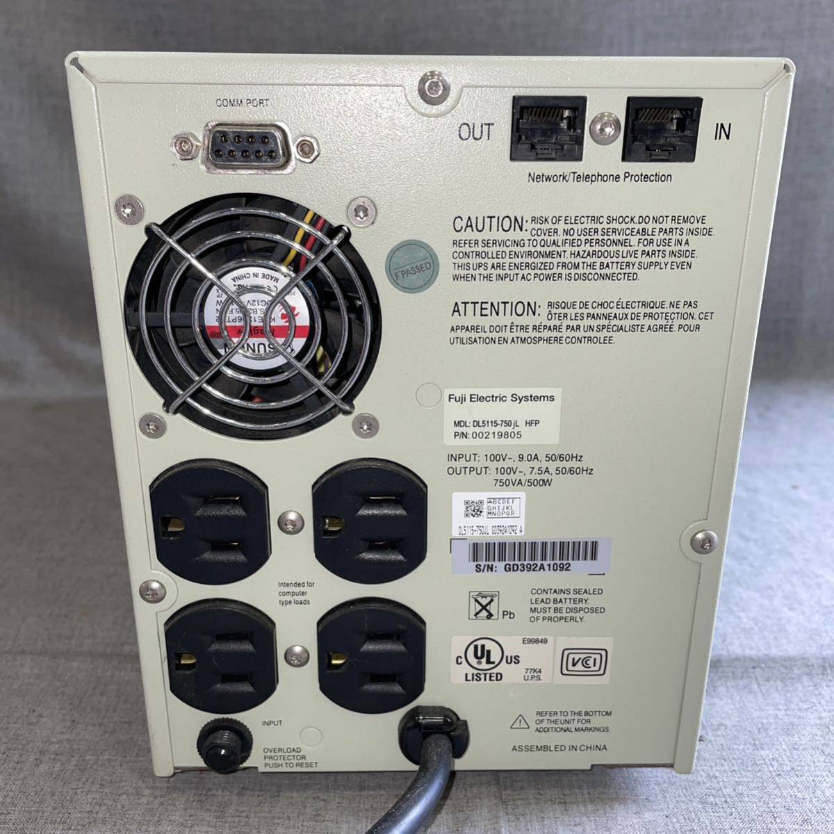 UPS　無停電電源装置　DL5115-750JL　HFP　富士電機_画像3