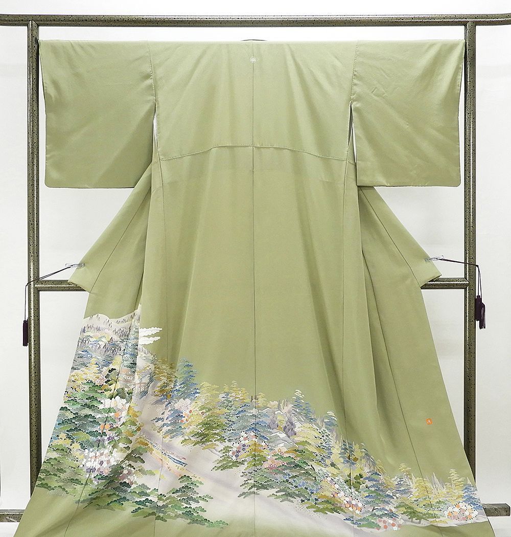 色留袖 正絹 家屋風景模様 身丈162cm 裄丈67.5cm 色留袖 一つ紋 リサイクル 着物