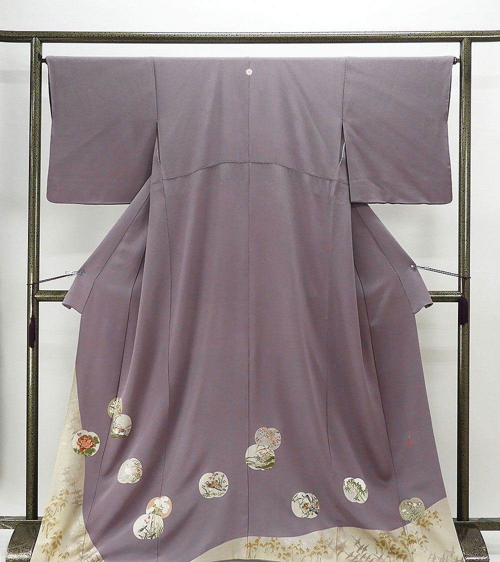 ふるさと納税 琳派草花図模様 松尾光琳 正絹 色留袖 身丈166.5cm f0122