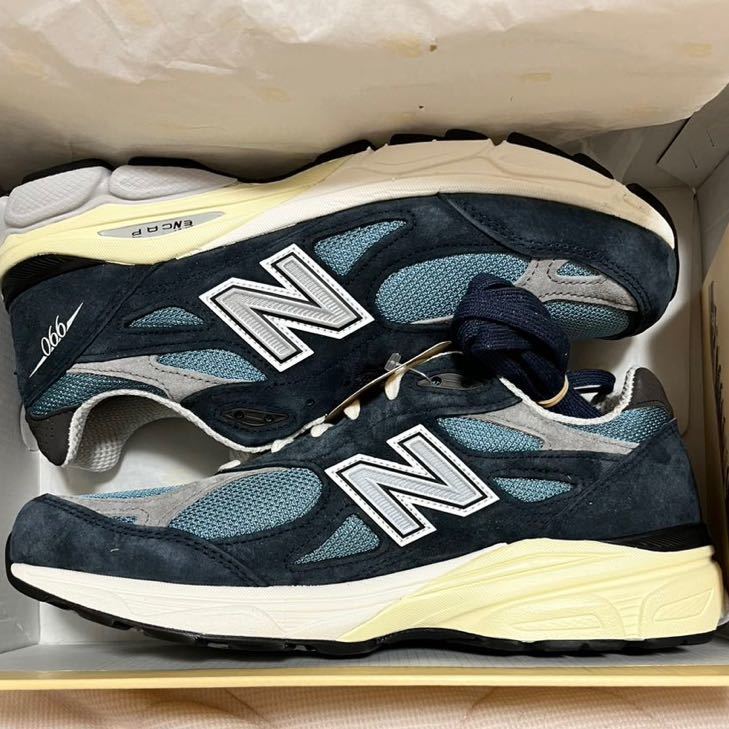 新品new balance M990 TE3 V3 27.5 cm US 9.5 UK9.0 ニューバランス576 990 992 navy blue ネイビー ブルー 水色MADE IN USA_画像3