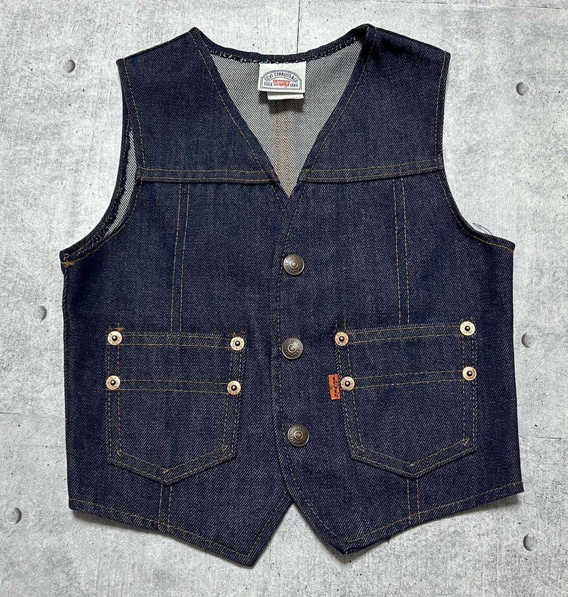 豪奢な Levis リベット オレンジタブ ベスト スナップボタン デニム