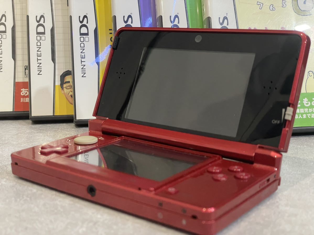 Nintendo 3DS 任天堂 レッド ソフト6本 脳トレ 本体のみ 現状品 中古品