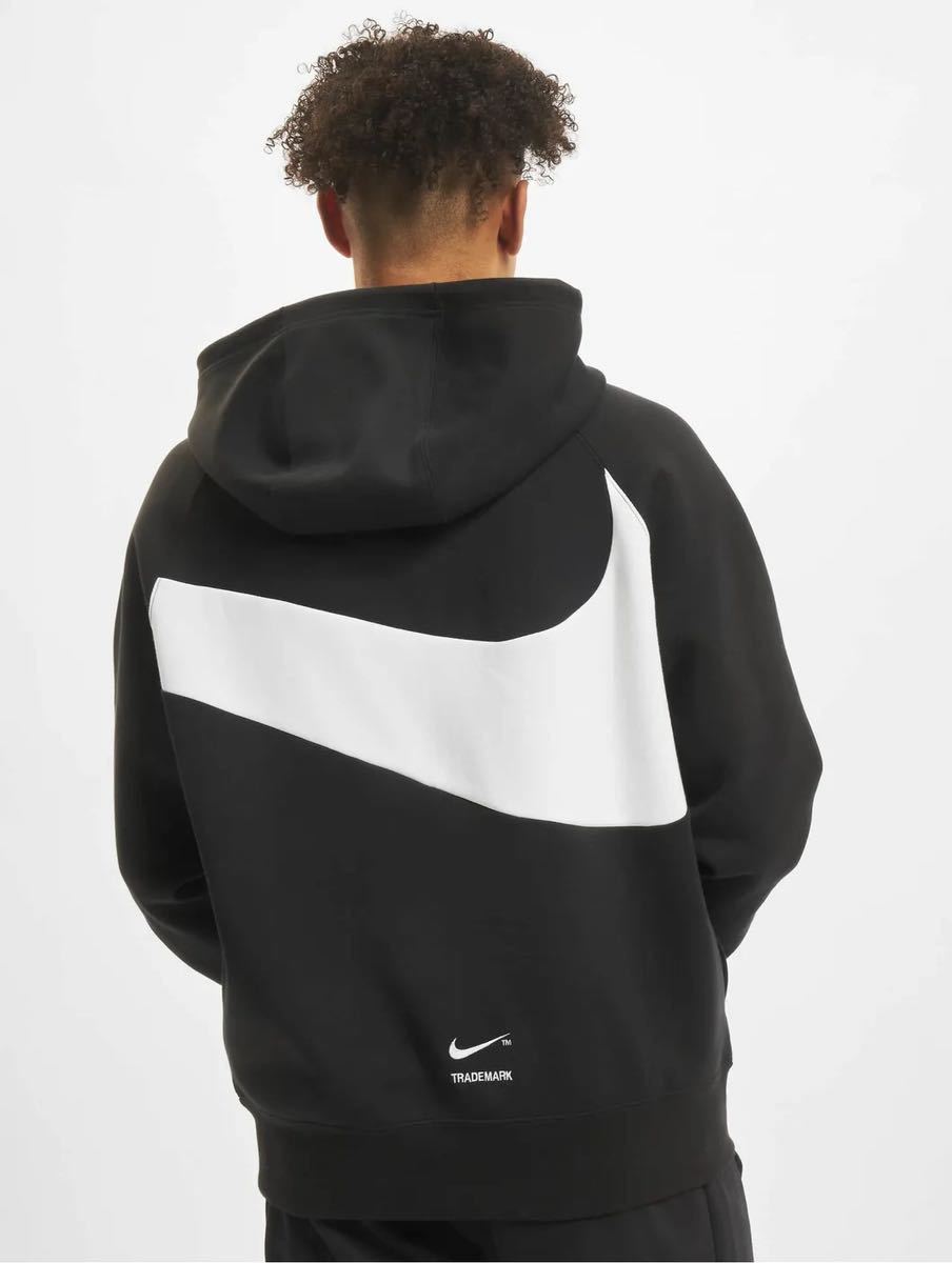 【XL】新品 NIKE ナイキ メンズ スウェット テックフリース パーカー フーディ ビッグスウッシュ プルオーバー 黒 ブラック