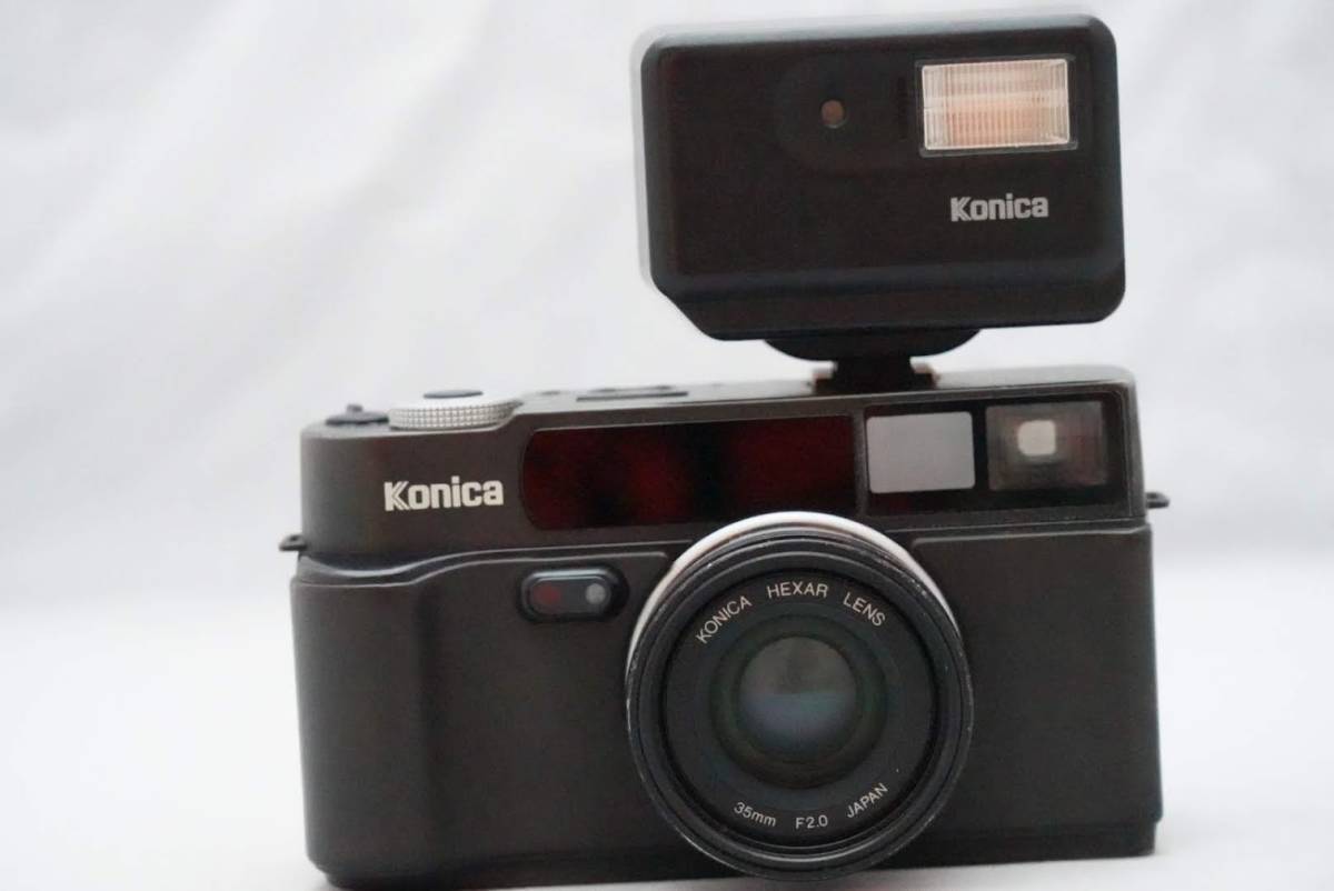 ☆部品取り・研究用☆ コニカ ヘキサー 35㎜ F=1:2　KONICA HEXAR 35 2 ブラック　コニカ HX-14 オート付き 超希少なフィルムカメラ