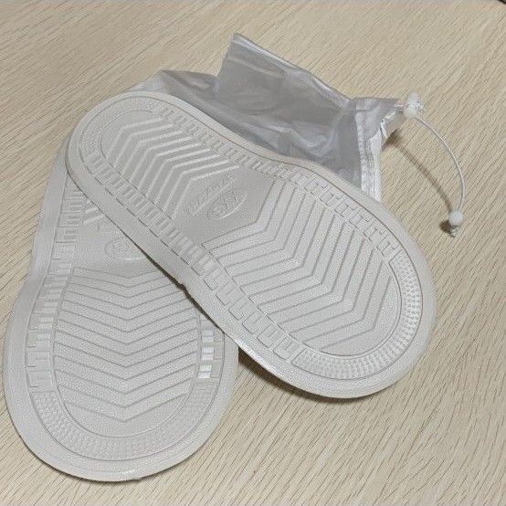 ホワイト 白 防水シューズカバー レインブーツ 長靴 雨具　S  22,5~23cm