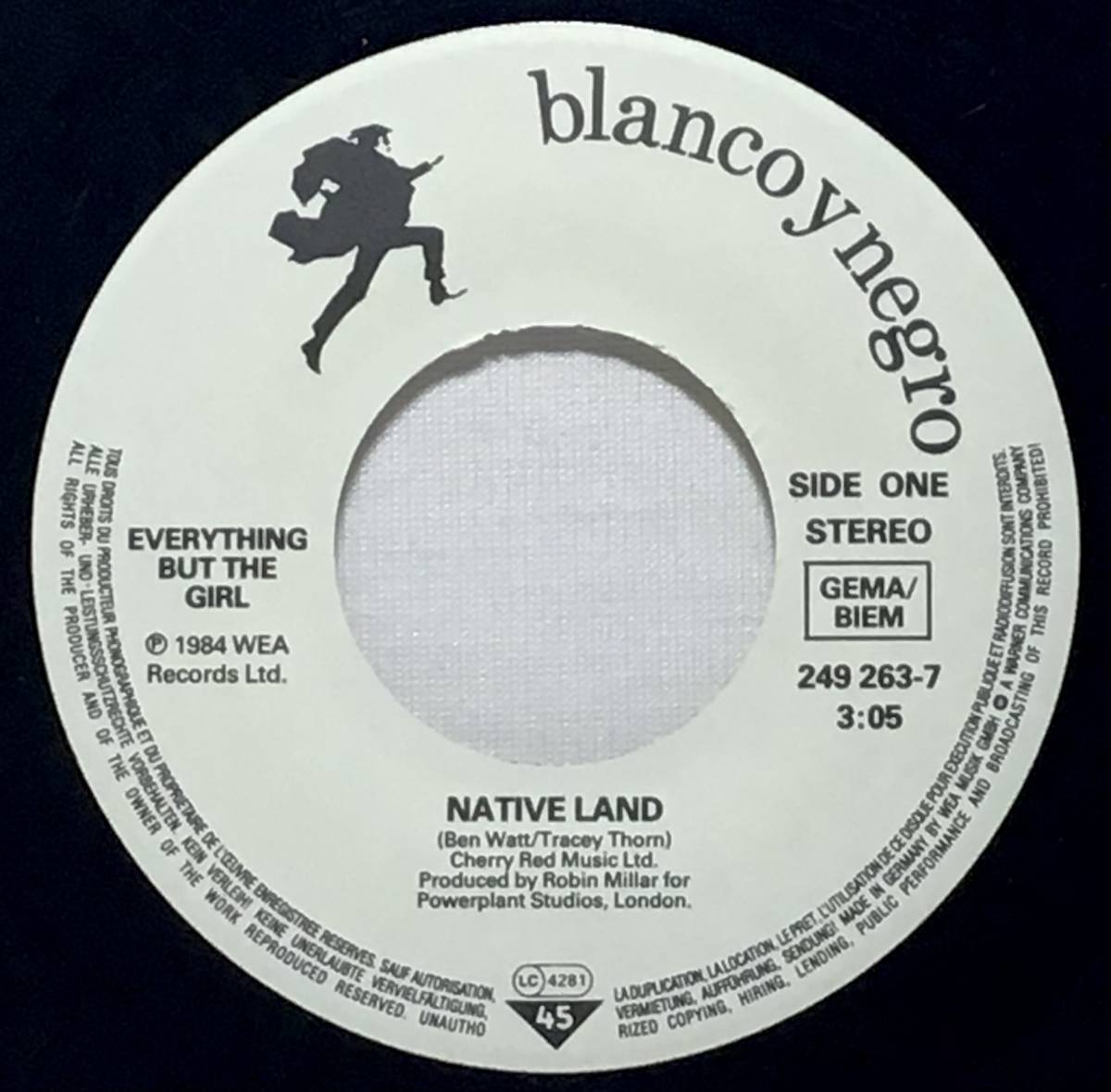 【独7】 EVERYTHING BUT THE GIRL / NATIVE LAND / RIVERBED DRY / 1984 ドイツ盤 7インチレシングルコード EP 45_画像4