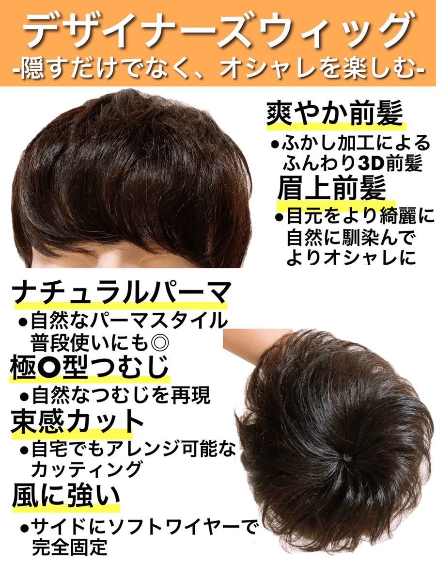 フルウィッグ ショート ヘアピース 人毛100% かつら 男性 ブラック 自然_画像10