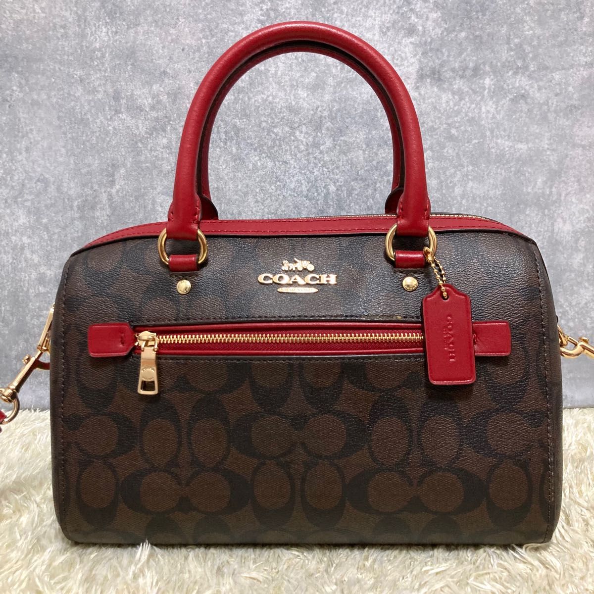 超美品】COACH コーチ 2WAY バッグ シグネチャー 茶 ブラウン-