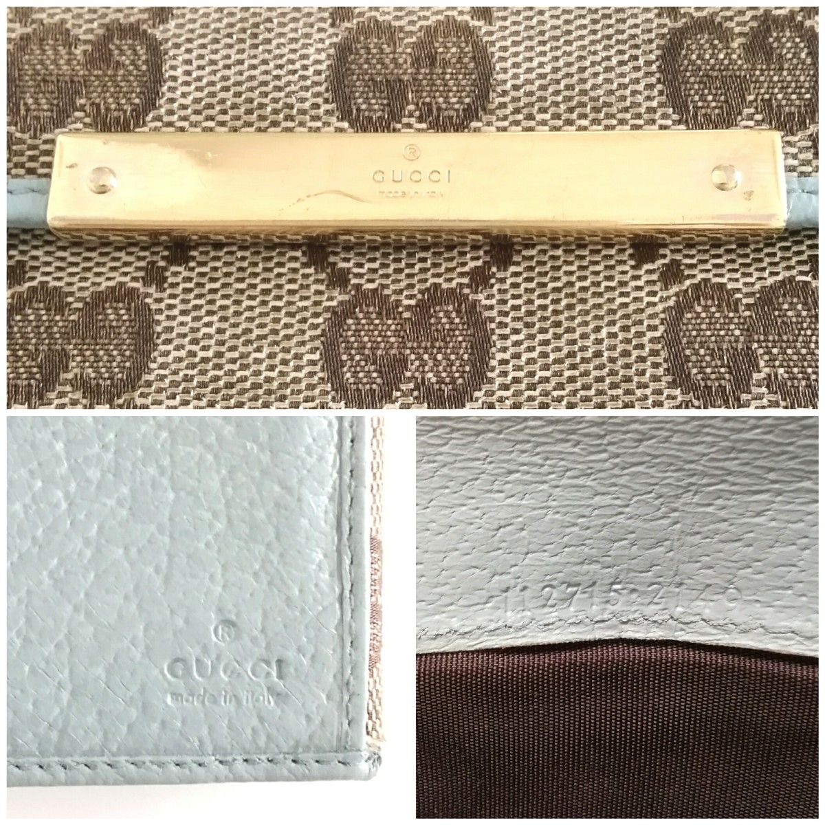 GUCCI グッチ GGキャンバス Wホック 長財布 ブルー
