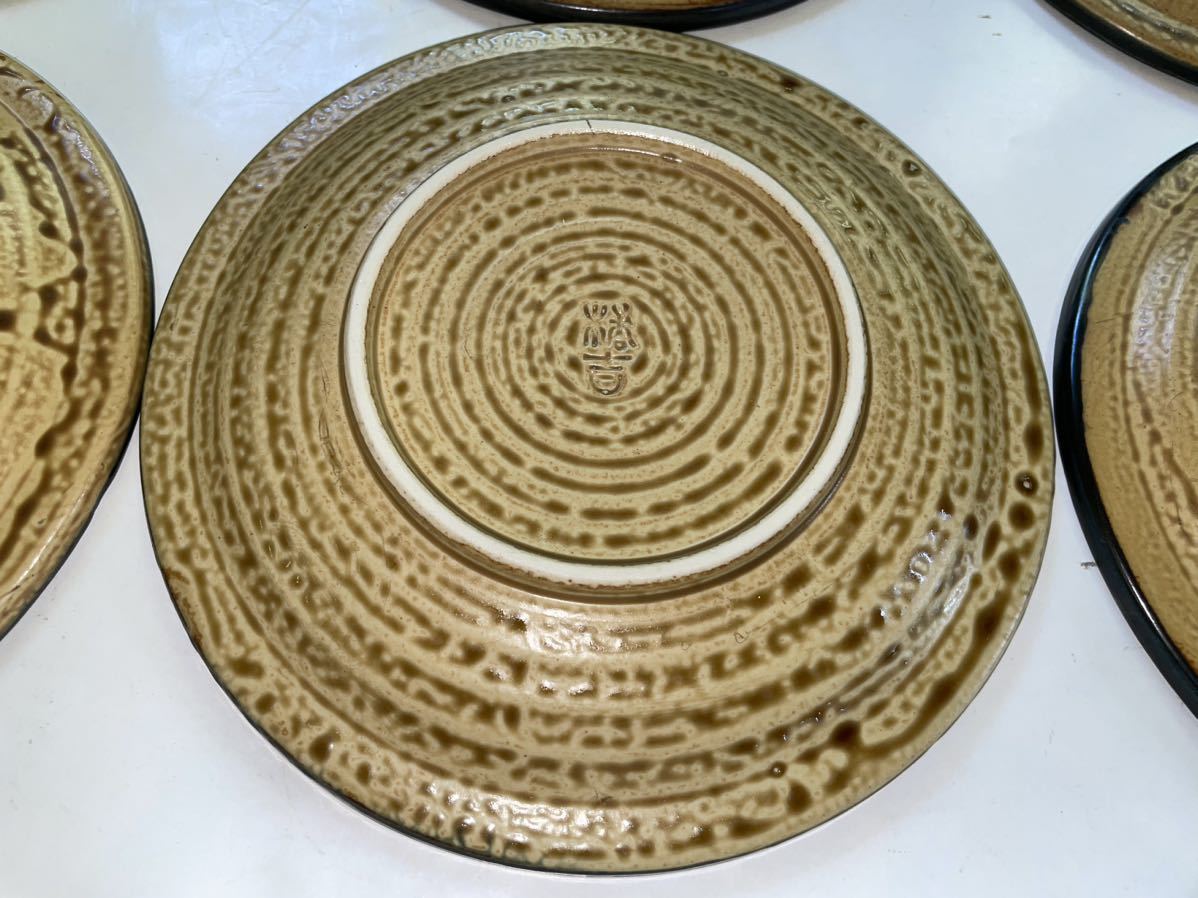  period thing Tachikichi # retro! rare!.. peace ..# 6 customer .. hand .. medium-sized dish -ply thickness ceramics unused 
