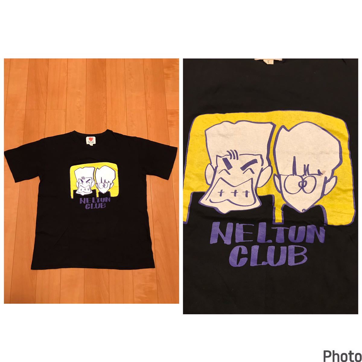 当時物.美品☆80-90年代NELTUN CLUB／昭和・ねるとん紅鯨団 ねるとんクラブ　サイズF.メンズM?並 半袖Tシャツ 希少黒 とんねるず 原宿竹下_画像1