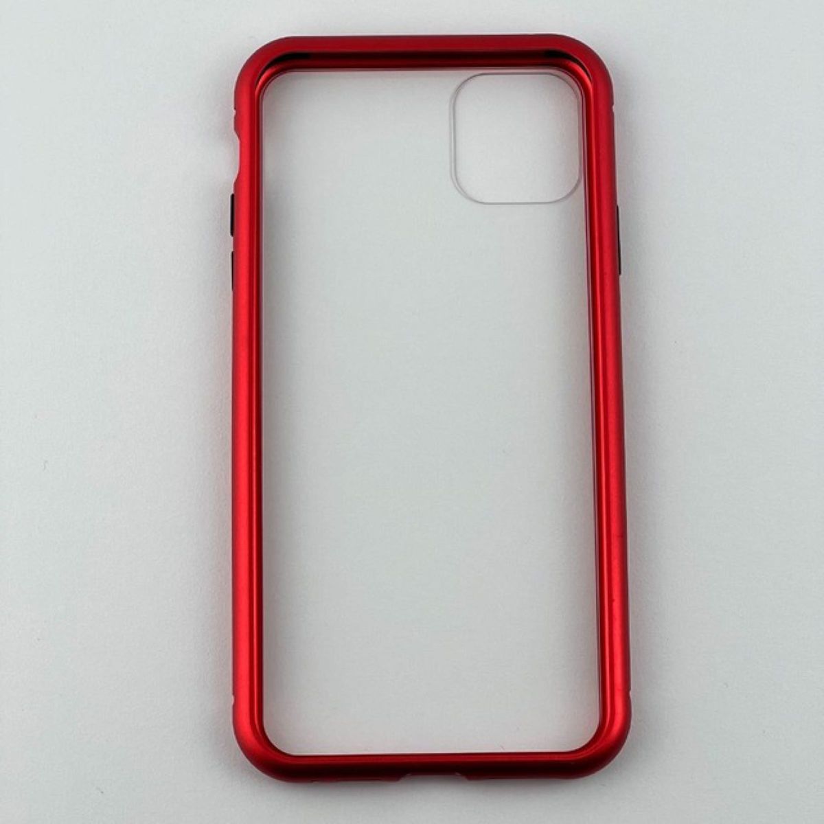 iPhone 11 ガラス＆アルミケース「SHELL GLASS Aluminum」 レッド