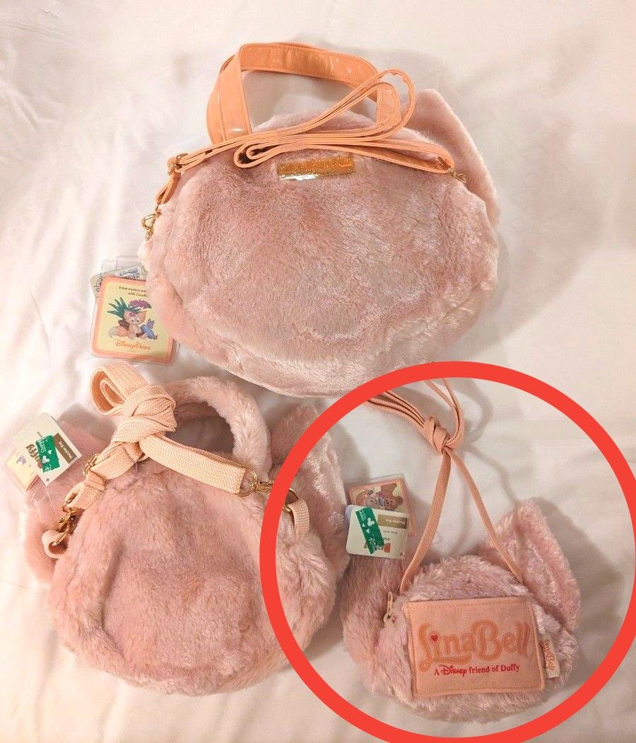 香港ディズニーランド正規品☆リーナベルフェイス型ミニショルダーバッグ/ポシェット/コインケース/パスケース☆未使用新品タグ付