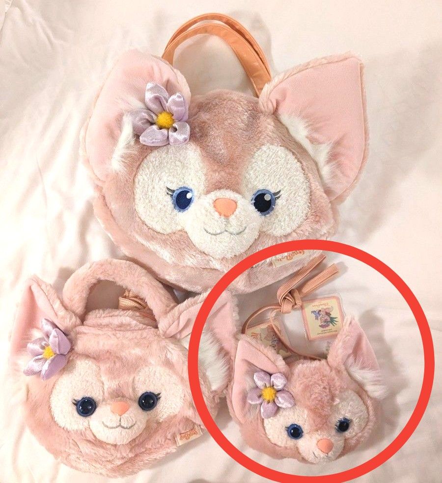 香港ディズニーランド正規品☆リーナベルフェイス型ミニショルダーバッグ/ポシェット/コインケース/パスケース☆未使用新品タグ付