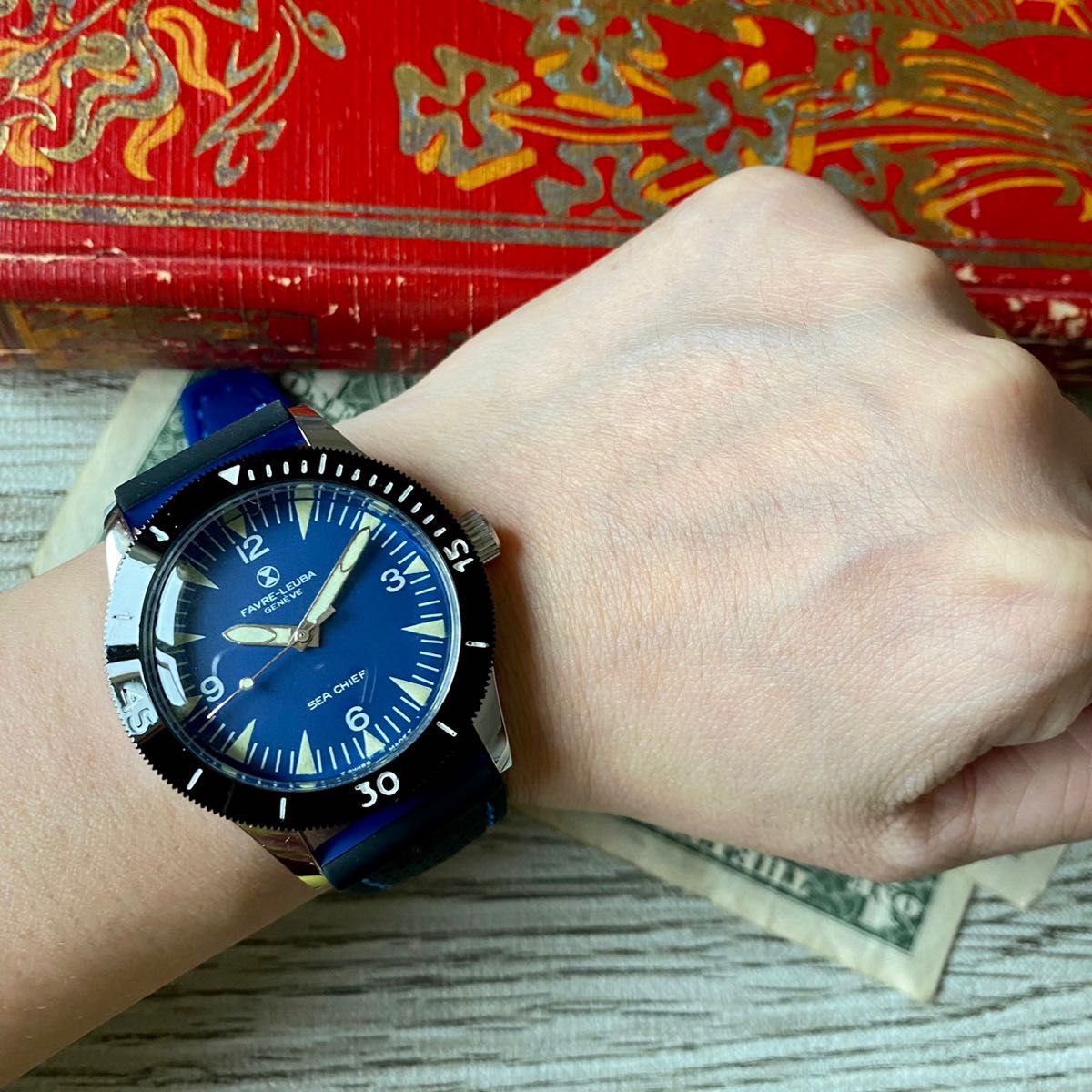 かっこいい】ファーブルルーバ メンズ腕時計 ブルー 手巻き