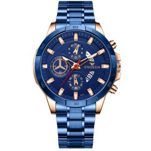 ブルー　メンズ腕時計　ラグジュアリーデイト　ステンレス　高品質　数量限定　青　再入荷　大人気　ピンクゴールド　_画像2