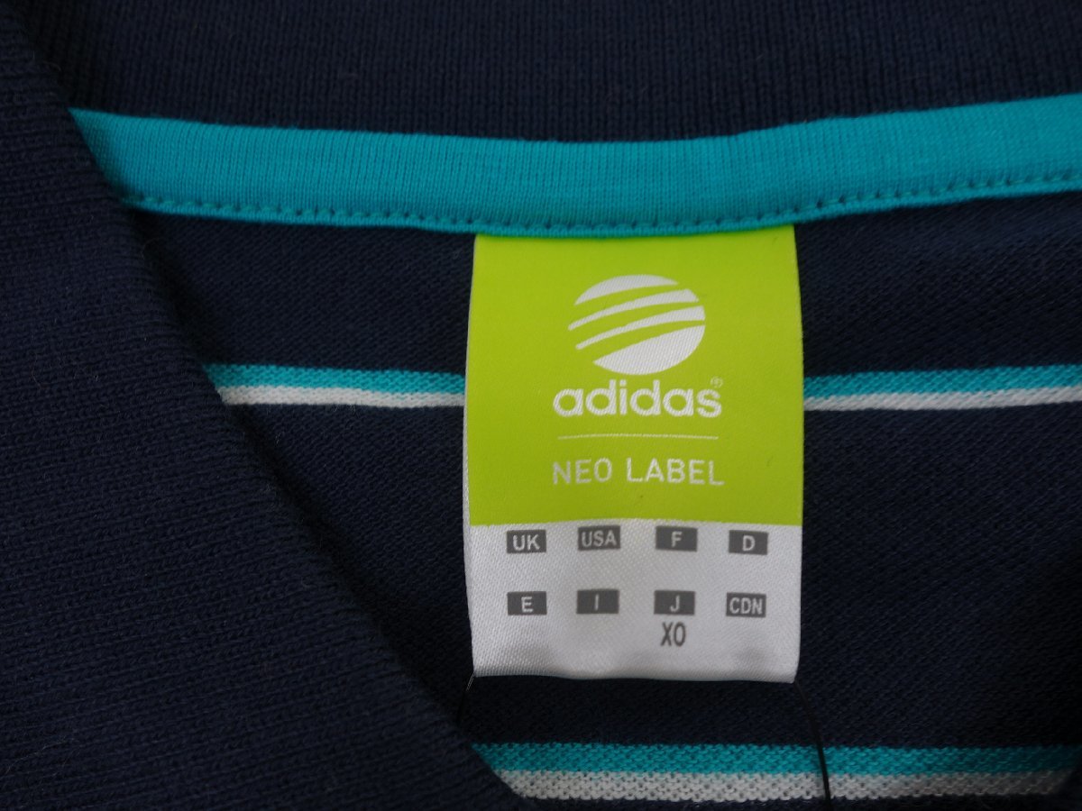 未使用 タグ付き メンズ adidas アディダス 半袖 ポロシャツ ボーダー柄 サイズXO 紺 ネイビー_画像4