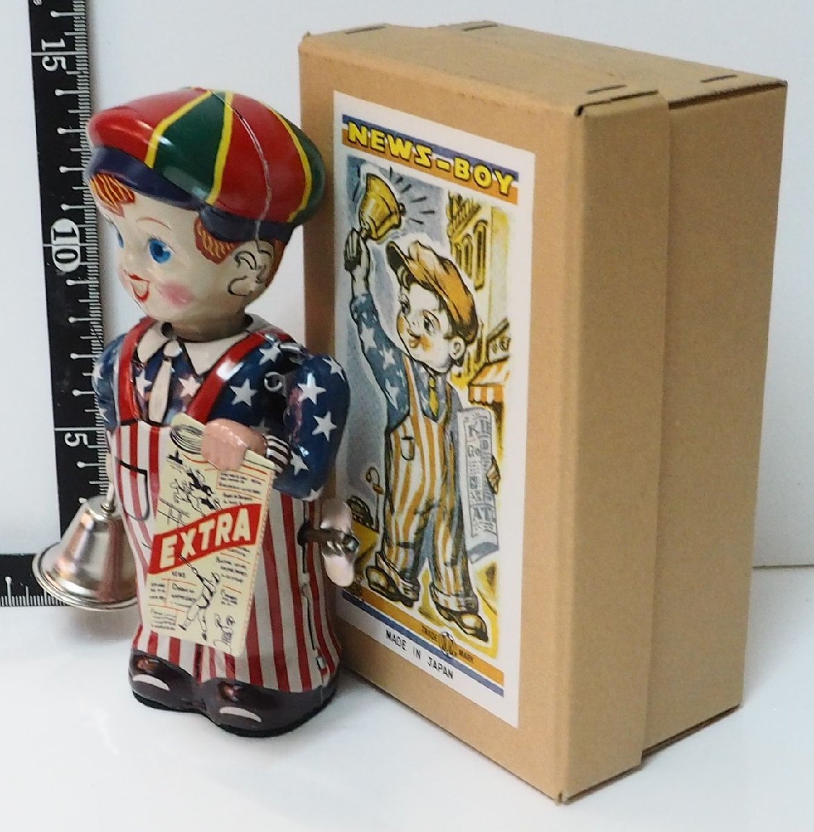 T.K TOYS[WIND UP NEWS-BOY News Boy ] reissue tin plate zen my doll figure # north ... collection made in Japan JAPAN[ box attaching ]0716