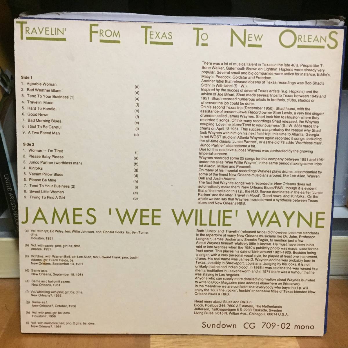 James "Wee Willie" Wayne/Travelin' from Texas to New Orleans_画像2