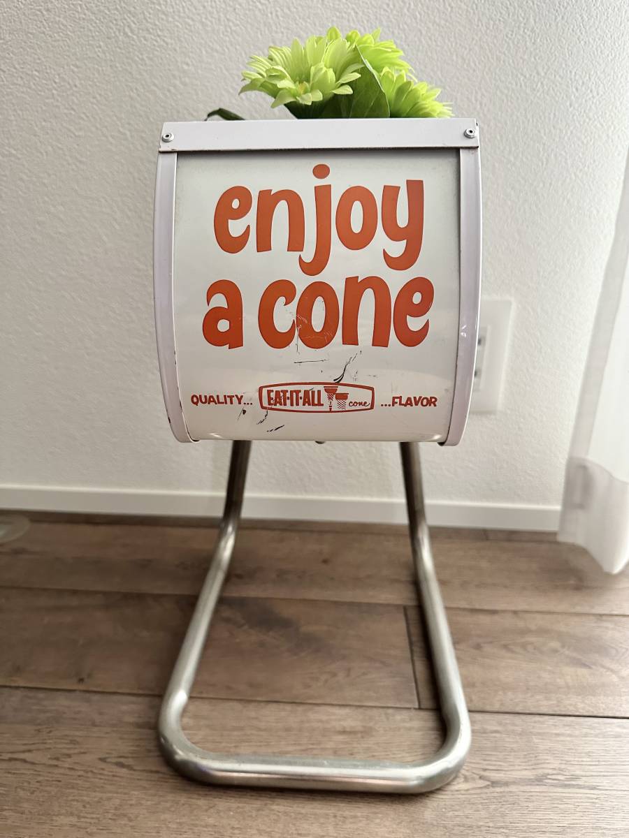 アイスクリーム　コーンディスペンサー　enjoy a cone アメリカンヴィンテージ　棚　シェルフ　昭和レトロ　イケア　フェイクグリーン_画像2